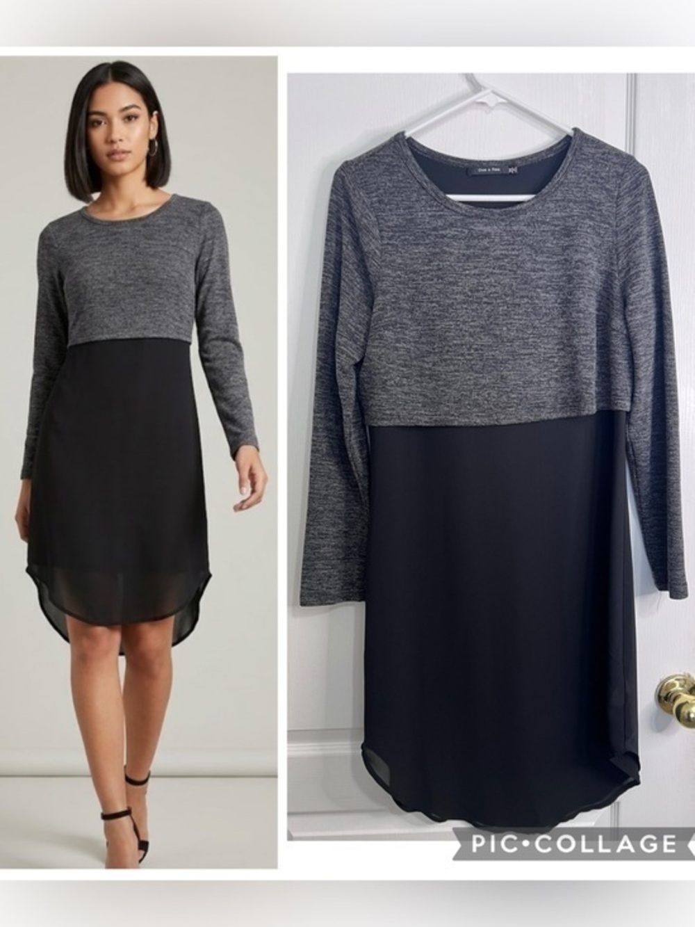 Doe & Rae asymmetrical hem color block tunic sweater dress size M tinte